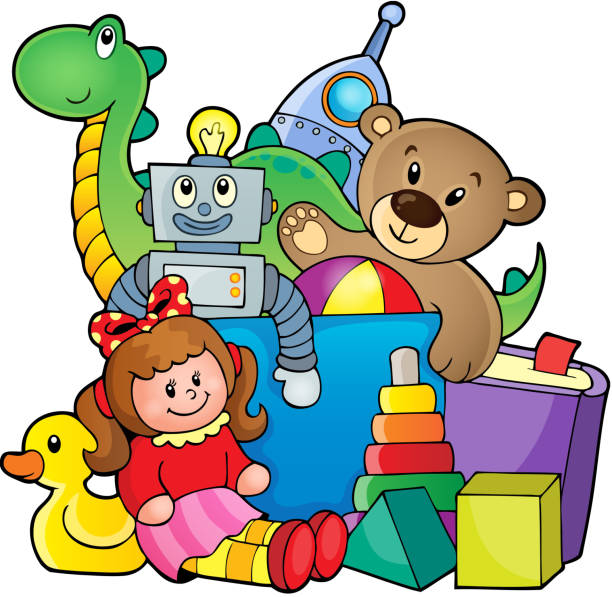 Heap of toys vector art illustration