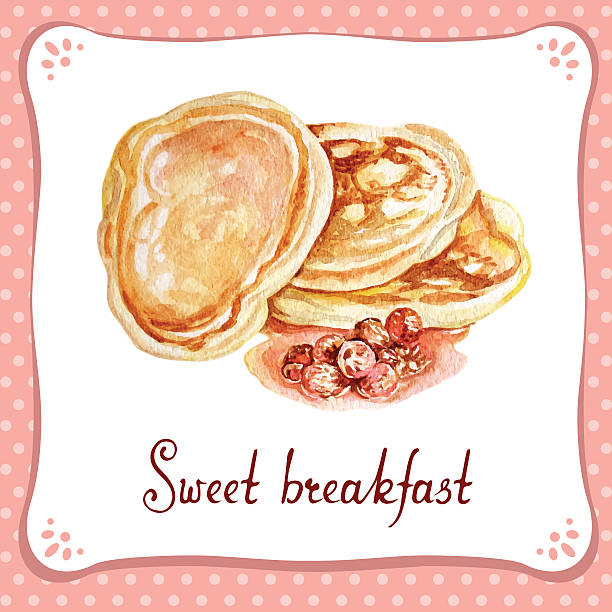 ilustrações, clipart, desenhos animados e ícones de sb-panqueca - pancake illustration and painting food vector