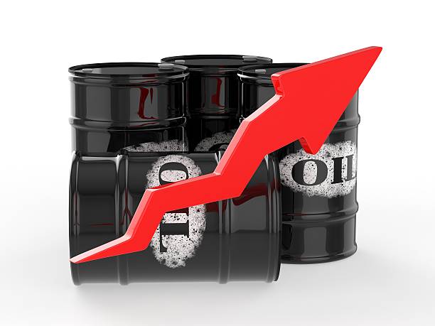 istock Oil Barrels with Red Arrow Up. 533892207