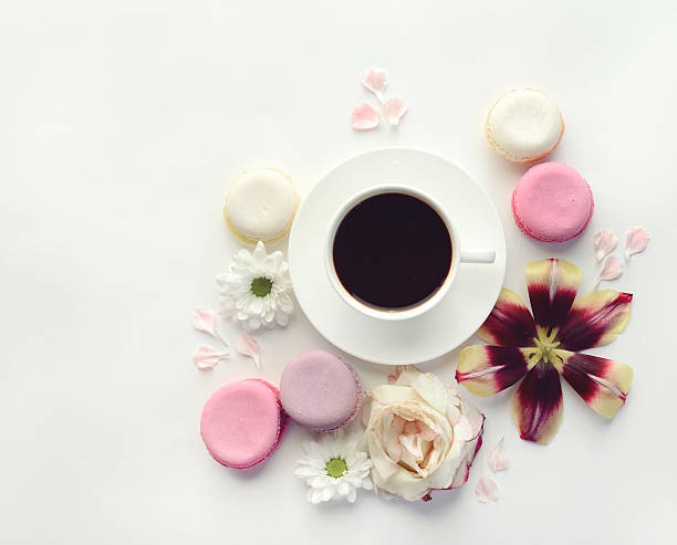 istock macaroon cake and cup of coffee 533893274