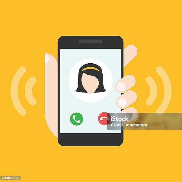 Incoming Call On Smartphone Screen Stock Illustration - Download Image Now - Using Phone, Telephone, Mobile Phone