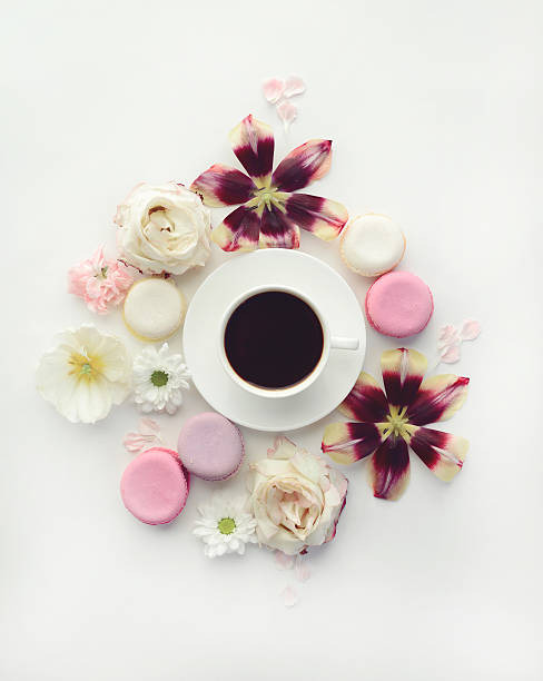 istock macaroon cake and cup of coffee 533893648
