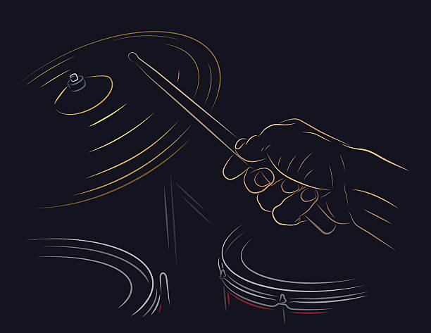 нажатие ride кимбал - cymbal drumstick music percussion instrument stock illustrations