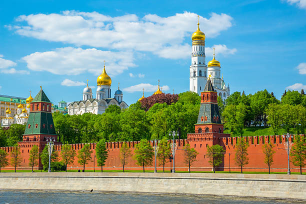 The cathedrals of the Moscow Kremlin stock photo