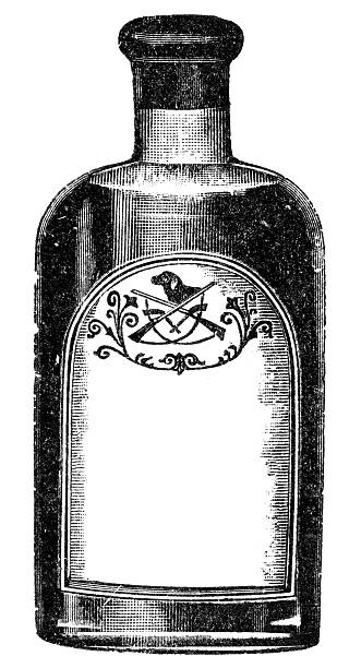 старая бутылка - old old fashioned engraved image engraving stock illustrations