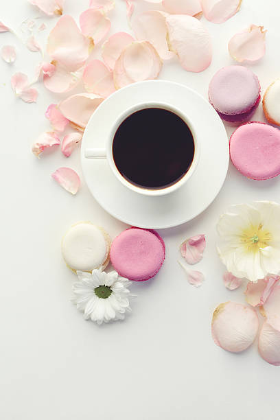 istock macaroon cake and cup of coffee 533895736