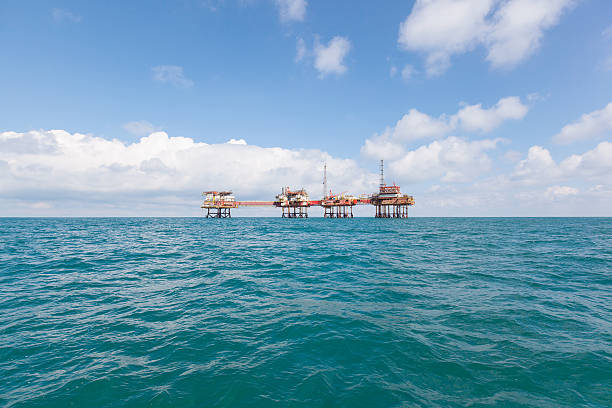 Oil platform in UK stock photo