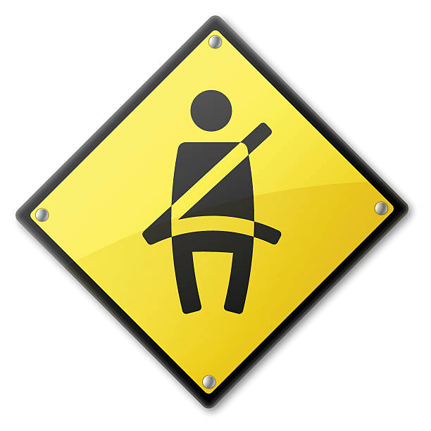 ilustrações, clipart, desenhos animados e ícones de sinal do cinto de segurança - warning sign seat belt