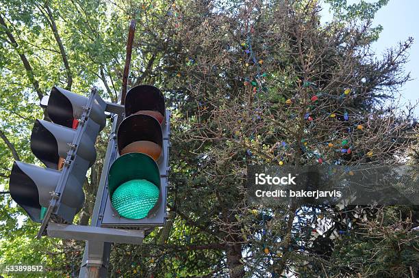 Green Traffic Light In Old Westmount Stock Photo - Download Image Now - Canada, Christmas Lights, Community