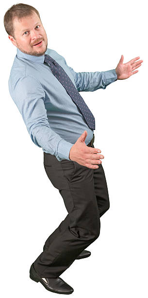 istock Middle-aged businessman moving on white background 533900370