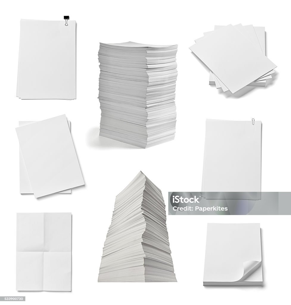 stack of papers documents office business close up of stack of papers on white background Archives Stock Photo