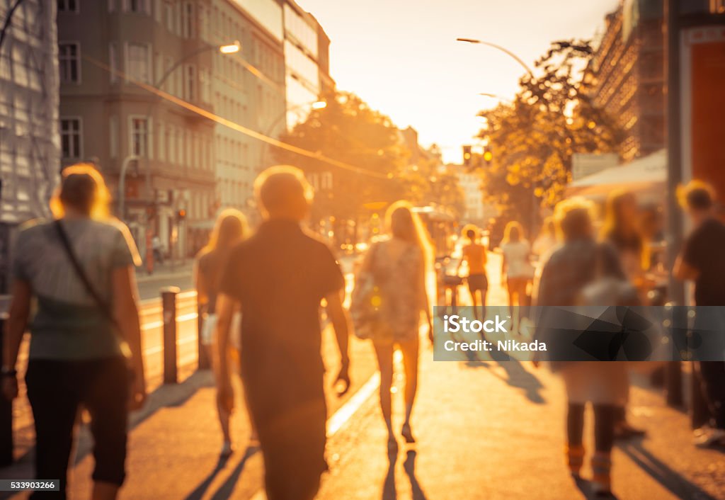 sunny Berlin Street life, defocused image Heat - Temperature Stock Photo