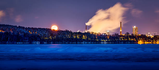 Rising moon stock photo