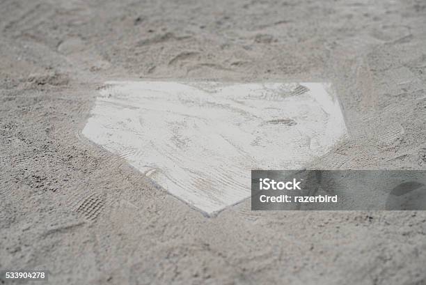 White Home Plate Set In Sand Stock Photo - Download Image Now - American Culture, Backgrounds, Base Run