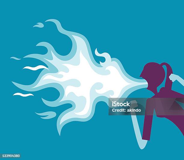 Businesswoman Spitting Fire Stock Illustration - Download Image Now - Anger, Women, Fire - Natural Phenomenon