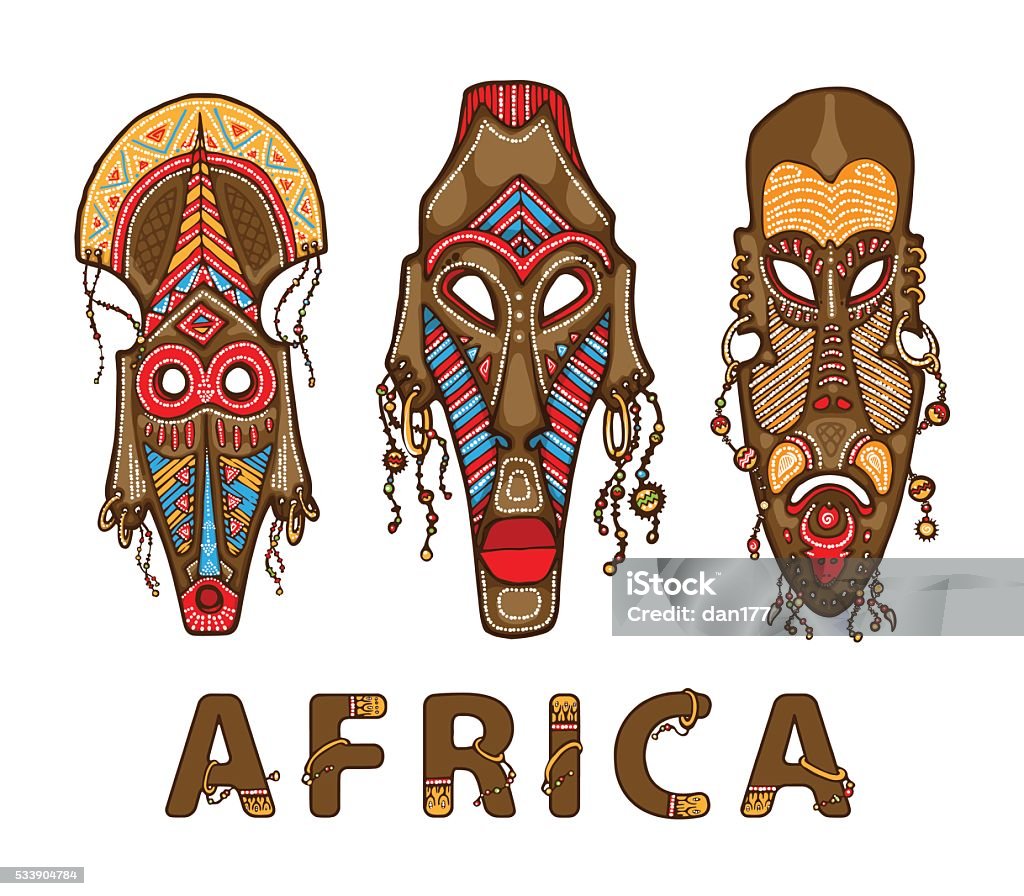 Set of traditional african masks Set of traditional african masks. Vector illustration African Culture stock vector