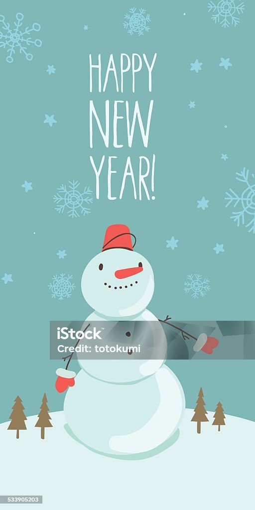 Happy New  Year banner with snowman in cartoon style 2015 stock vector