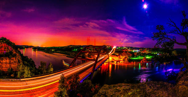 Spectacular Panoramic 360 Bridge Pennybacker Bridge Austin skyline