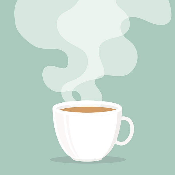 ilustraciones, imágenes clip art, dibujos animados e iconos de stock de taza de café con flotador de humo. - coffee
