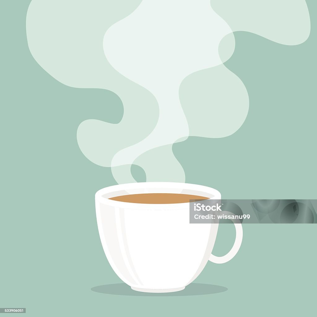 Xícara de café com fumaça flutue para cima. - Vetor de Café - Bebida royalty-free