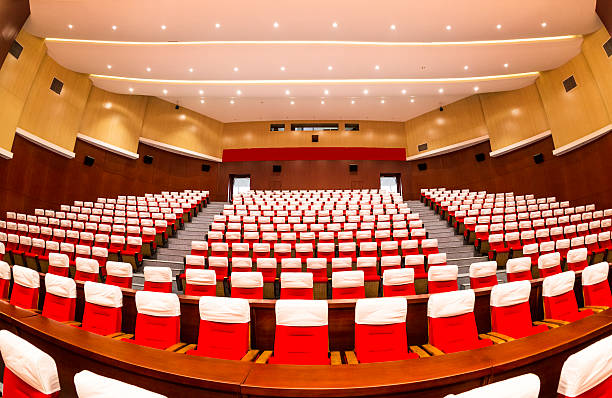 istock Fisheye lenses Shooting venue red seats, no one around. 533907475