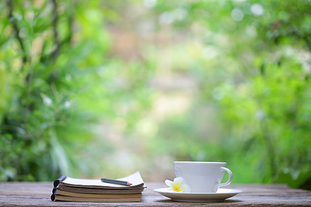 istock Notebook with pencil and cup on wooden table 533908566