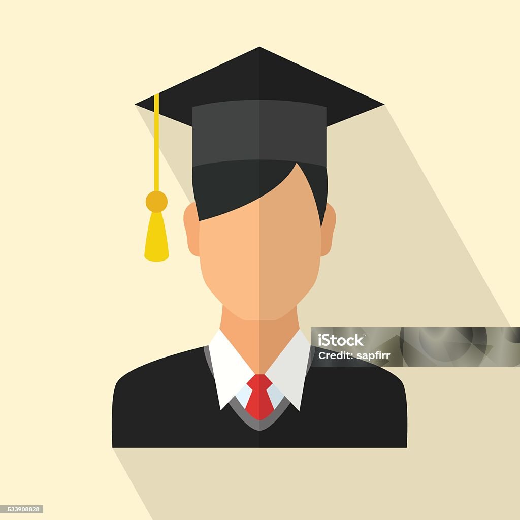 Graduates student Young graduates student in graduation cap and ceremony robe Avatar stock vector