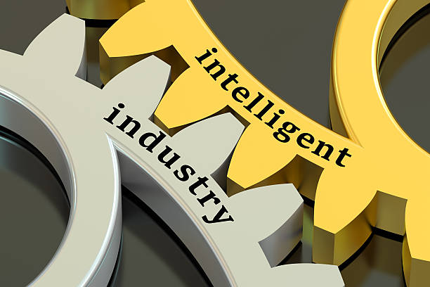 istock Intelligent Industry concept on the gearwheels, 3D rendering 533909180