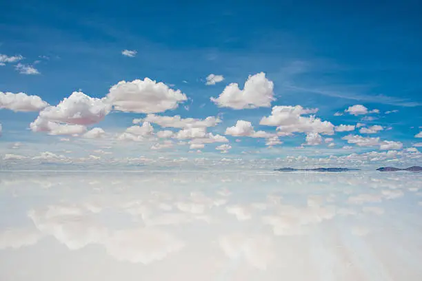 Shot of the sky reflection on the Salar de Uyuni