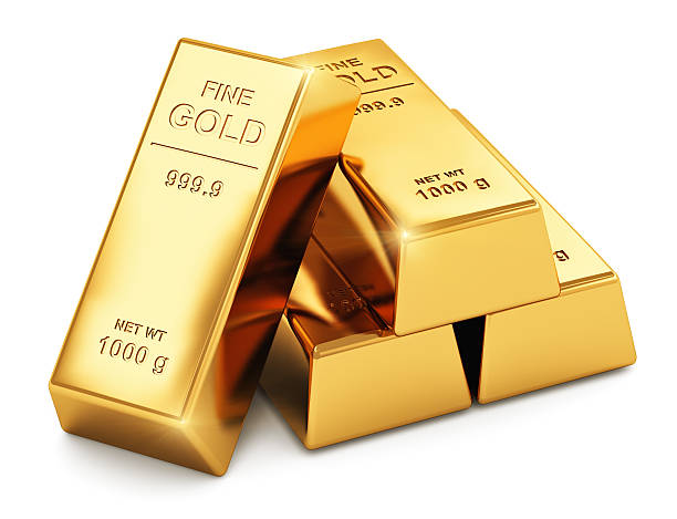 Gold ingots stock photo