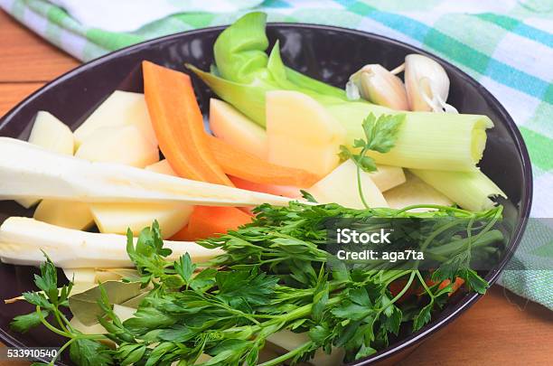 Vegetable Soup Ingredients Stock Photo - Download Image Now - Carrot, Celery, Close-up