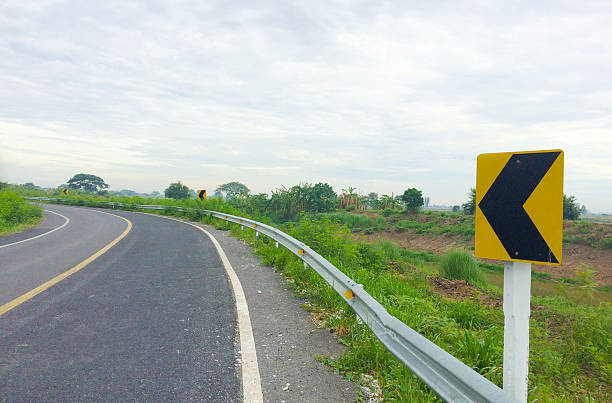 istock Rural road is empty with yellow road sign 533911096