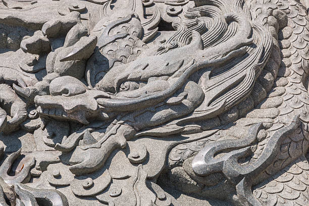 istock Vintage Chinese stone dragon statue 533911497