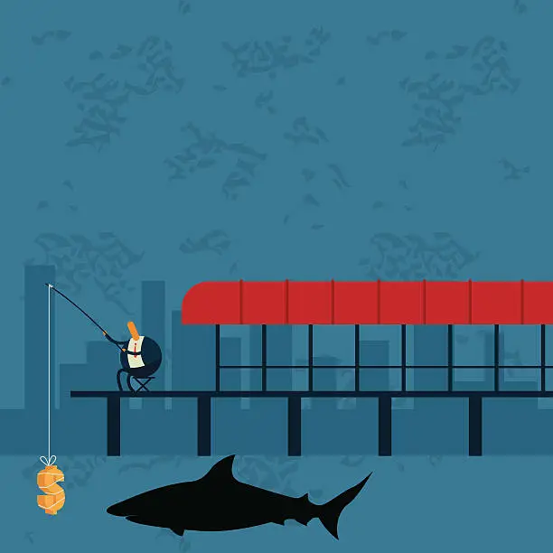 Vector illustration of Business,Fishing, port, wharf, money