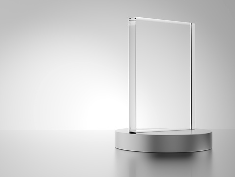 Glass award isolated on white background