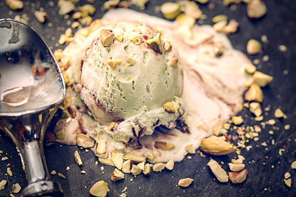 Delicious Pistachio Ice Cream on a Background
