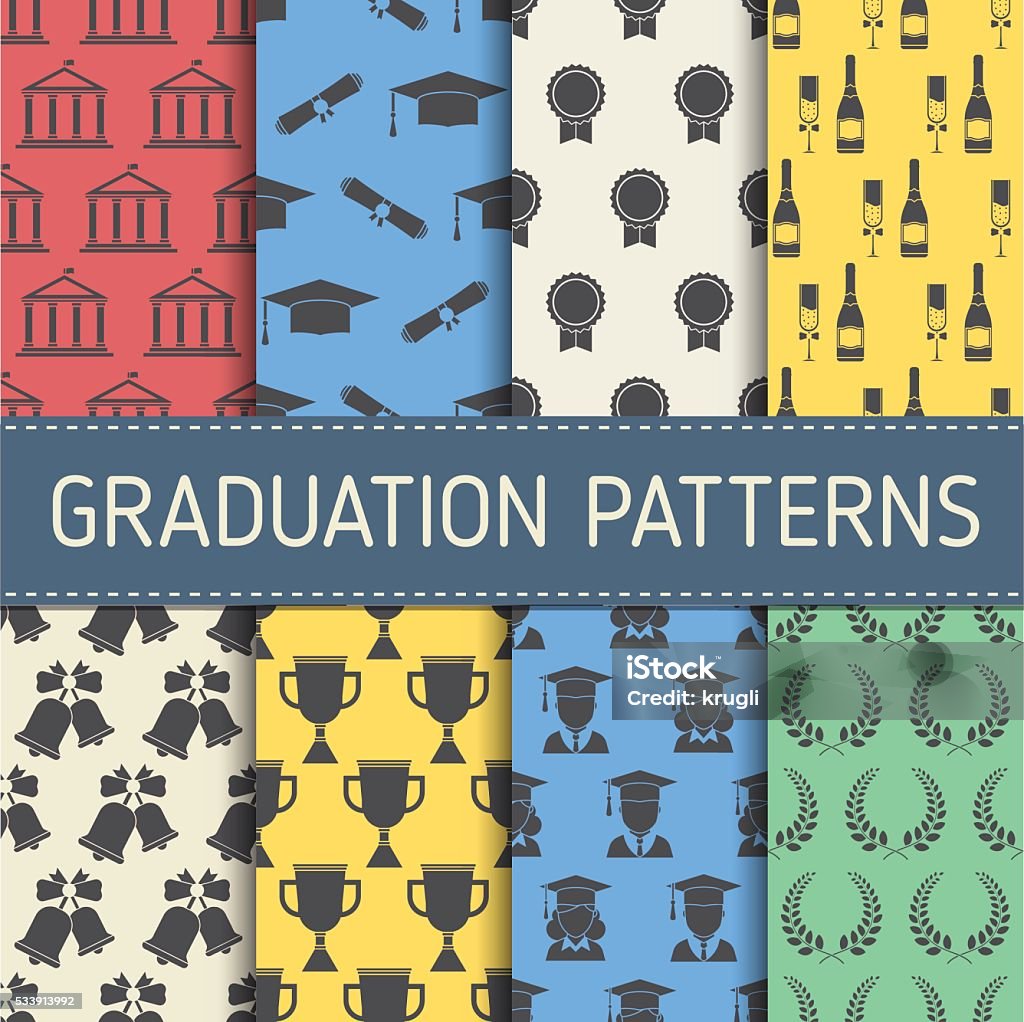 Graduating Pattern Education Graduation Pattern Collection Stock Illustration - Download ...