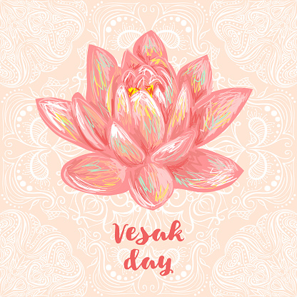 Buddha Purnima or Vesak background. Vector Lotus
