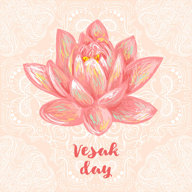 Buddha Purnima or Vesak background Buddha Purnima or Vesak background. Vector Lotus vesak day stock illustrations