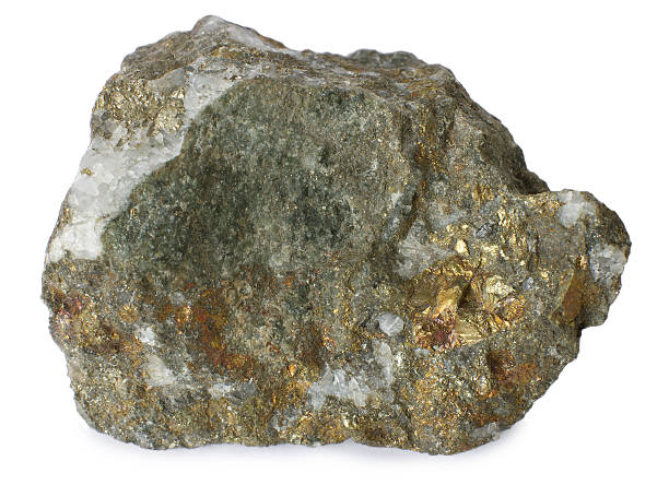 istock Mineral chalcopyrite (copper pyrite) isolated on white background. 533919730