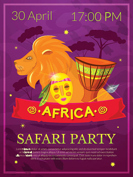 safari ilustracja wektorowa strony - lion dancing stock illustrations
