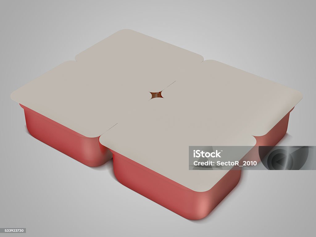 White/ red plastic blank bank for food, oil, mayonnaise, margarine White bank for food oil, mayonnaise, margarine, cheese, ice cream, olives, pickles, sour cream. Food and drink plastic blank. Isolated on grey. 3D illustration. High resolution. Art And Craft Stock Photo