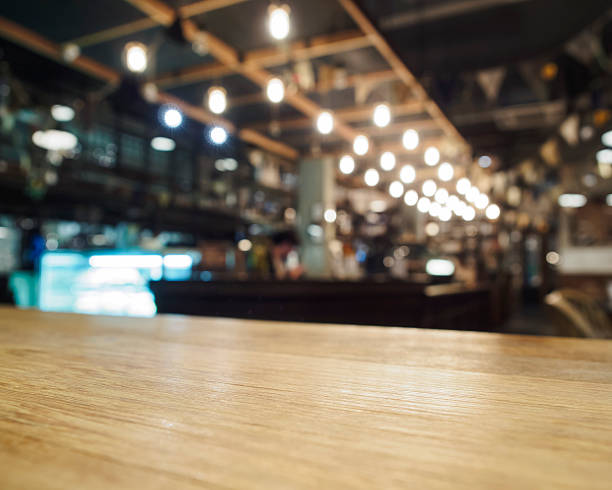 istock Top of table with Bar Cafe Restaurant blurred background 533932837