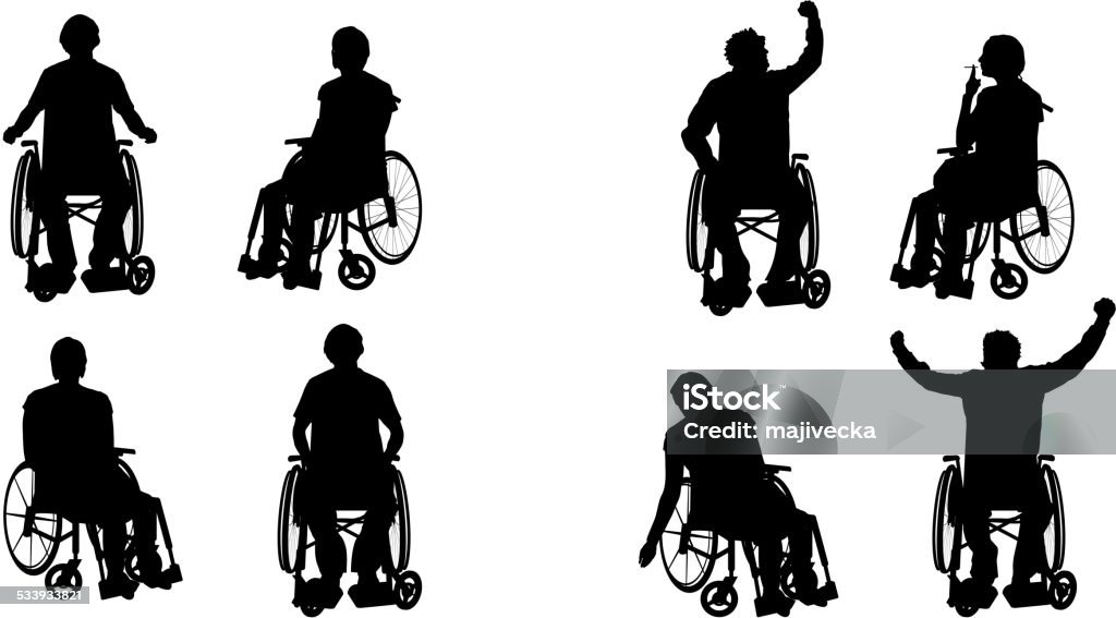 Vector Silueta de personas. - arte vectorial de Silla de ruedas libre de derechos Vector Silueta de personas. - arte vectorial de Silla de ruedas libre de derechos