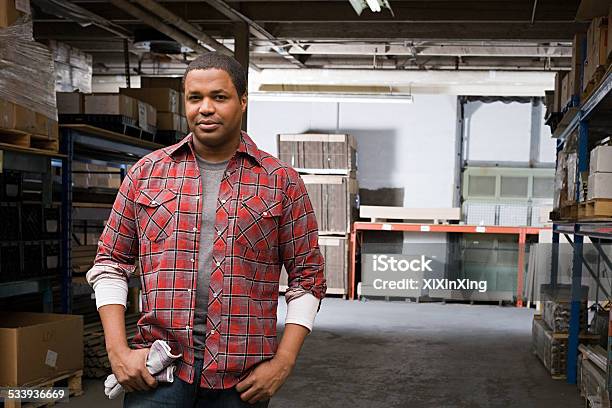 Man In Warehouse Stock Photo - Download Image Now - Blue-collar Worker, Working Class, Occupation