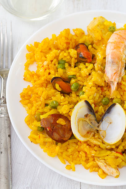istock rice with seafood in plate 533955993