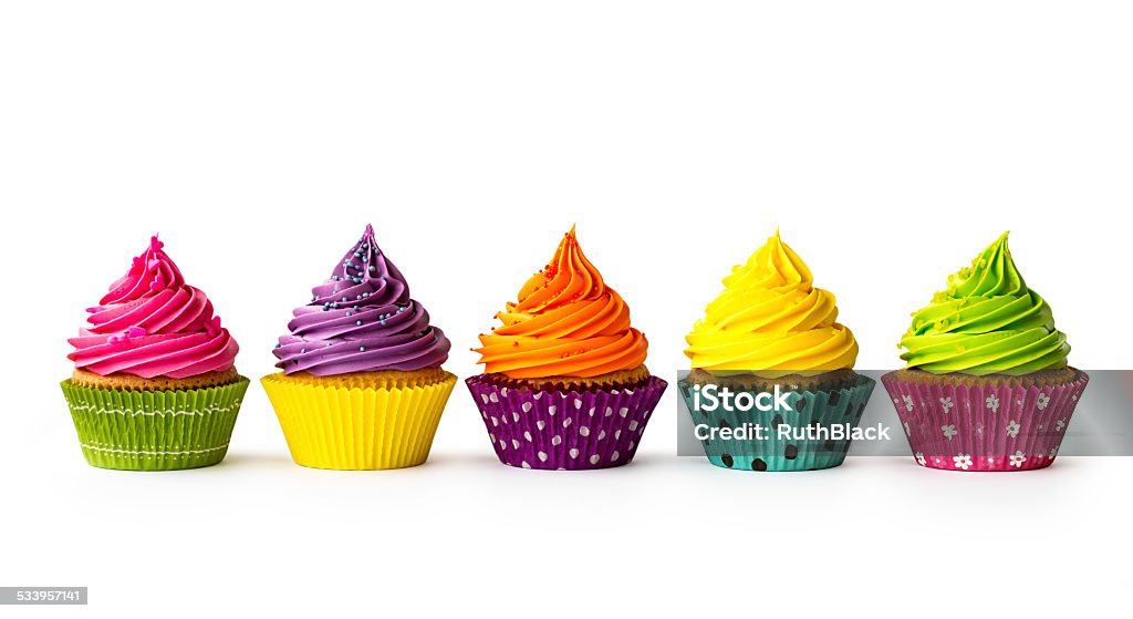 Colorful cupcakes Colorful cupcakes on a white background Cupcake Stock Photo