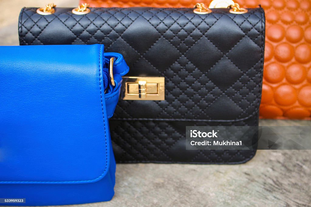 colored handbags closeup 2015 Stock Photo