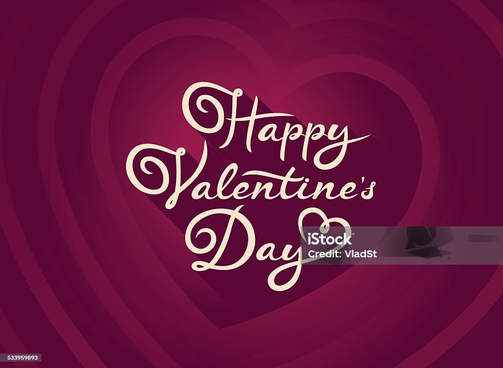 Feliz día de San Valentín, amor caligrafía tarjeta - arte vectorial de 2015 libre de derechos