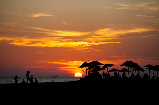 istock palm beach umbrella at sunset 533960659